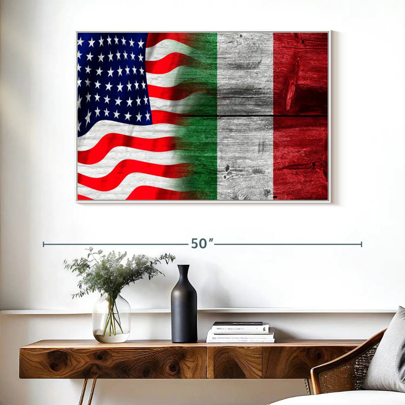 Nish des États-Unis et de l'Italie, Cadre flottant blanc, 40 po x 27 po