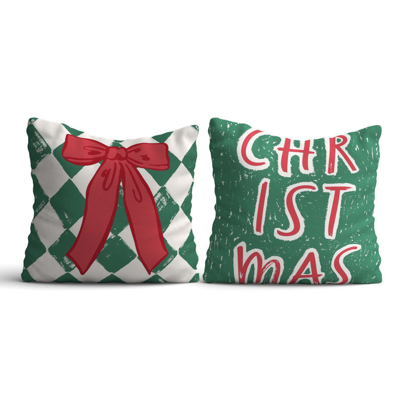 Miti Christmas Cushion Cover Set (2 Pieces), 16.9 x 16.9 Inches | 50% Cotton / 50% Polyester, Machine Washable at 86°F | Ironable, No Filling | Perfect Holiday Decor for Cozy Living Spaces and Festive Touch