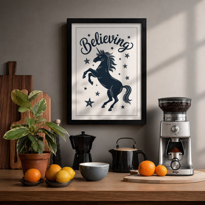 Believing Unicorn Modern - Framed Print