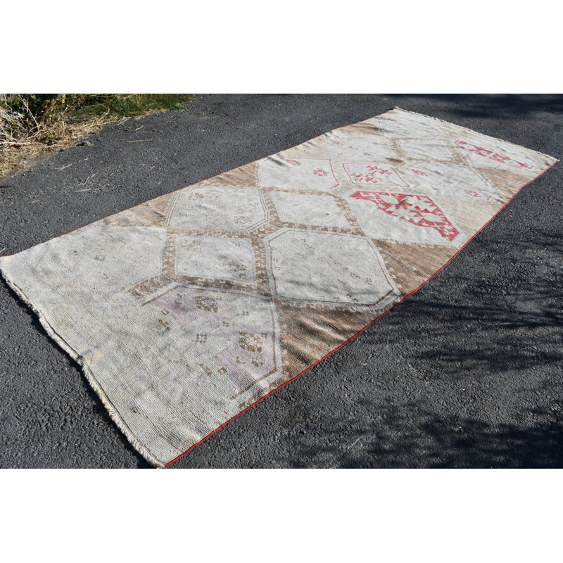 Tapis de couloir long en laine Oushak