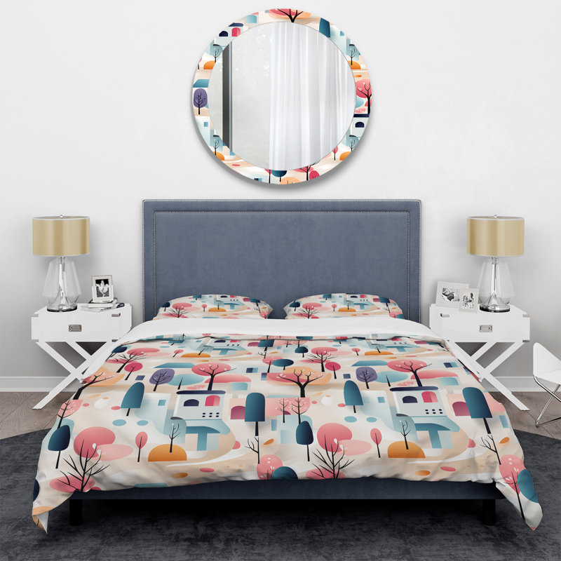 Ensemble de housse de couette à motif géométrique Urban Tranquility II, Housse de couette simple + 1 taie décorative stan