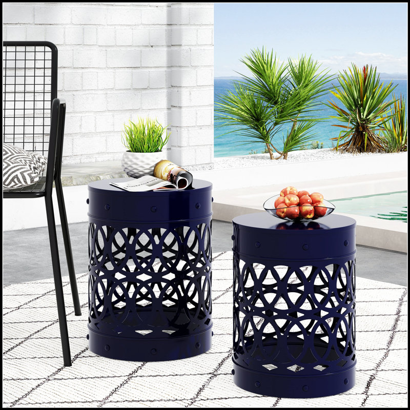 Ensemble de tables d'appoint en métal Whimsical Outdoor, Marine