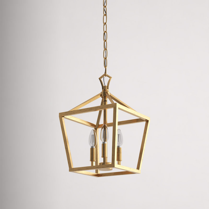 Artha 3 - Light Lantern Geometric Chandelier, Brass Gold