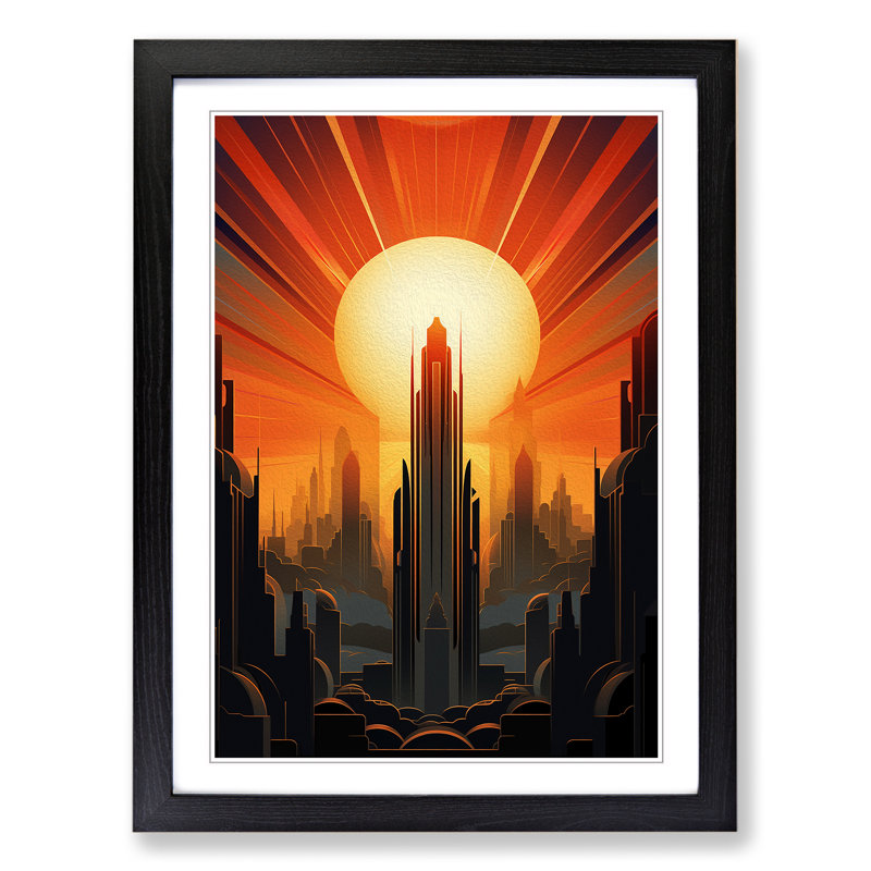 Single Picture Frame Print on Wood, 46cm H x 34cm W, Black Framed
