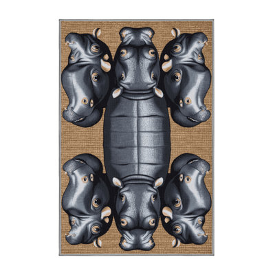 Tapis lavable hippopotame