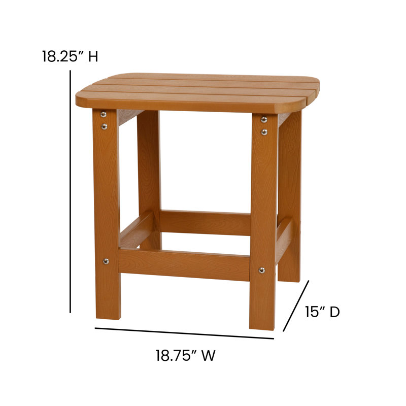 Balasi All-Weather Poly Resin Adirondack Side Table - Patio Table, Teak