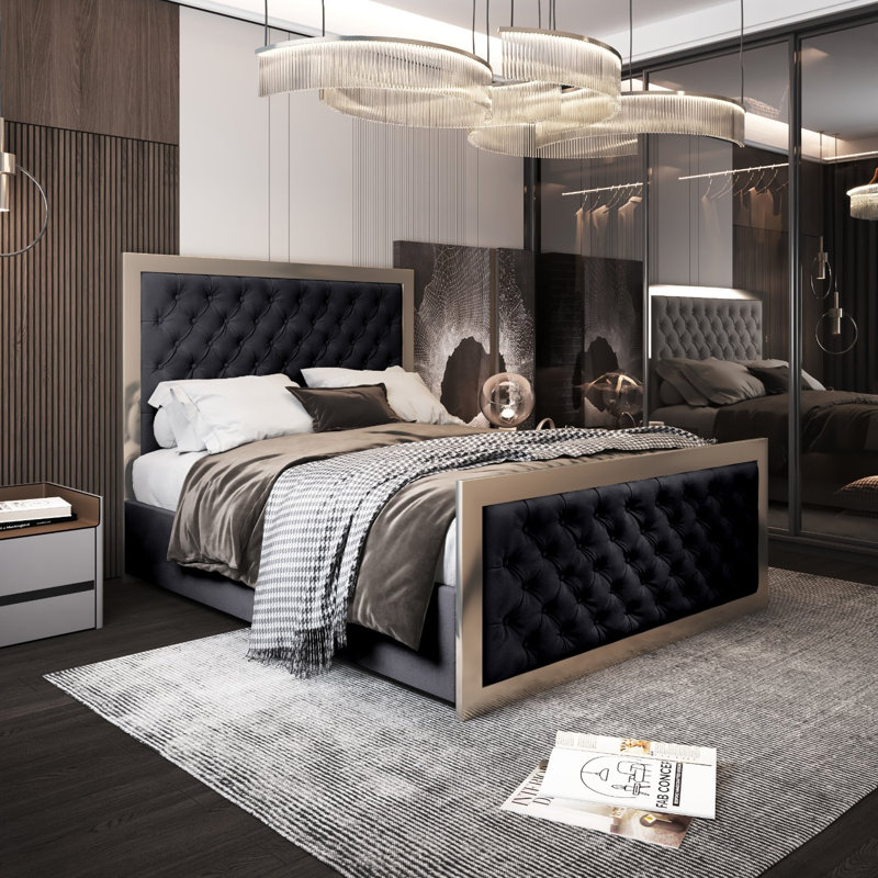 Aleeza Upholstered Bed, Black, Single (3')