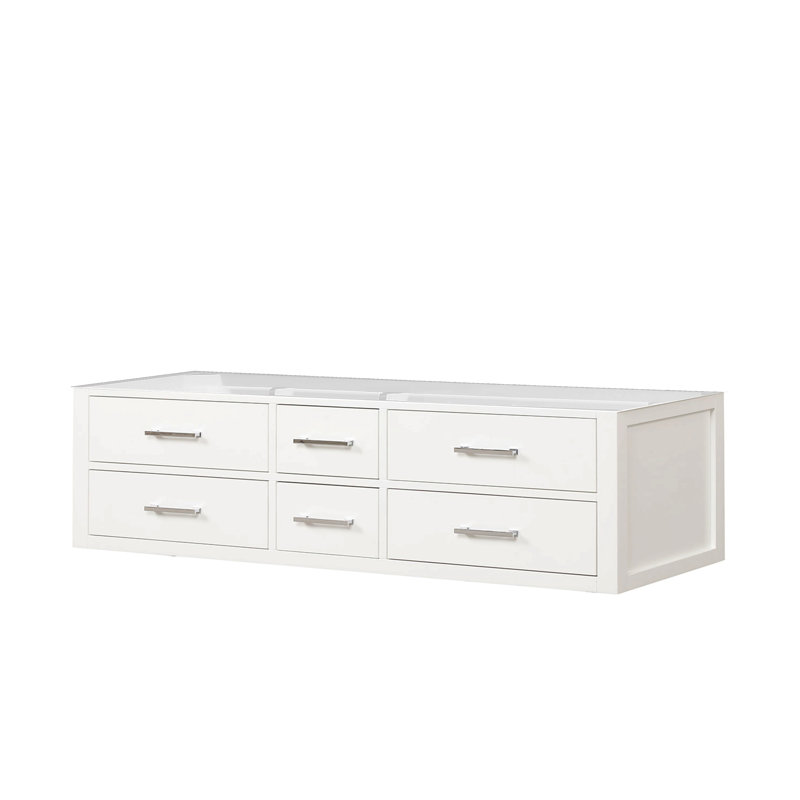 Meuble-lavabo double 72 po X P 22 po D, Blanc, Nickel brossé