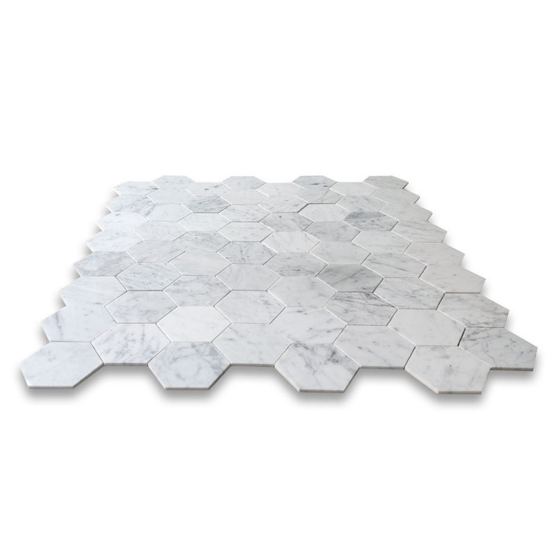 9 in. x 15 in. Honeycomb Polished Marble Tile