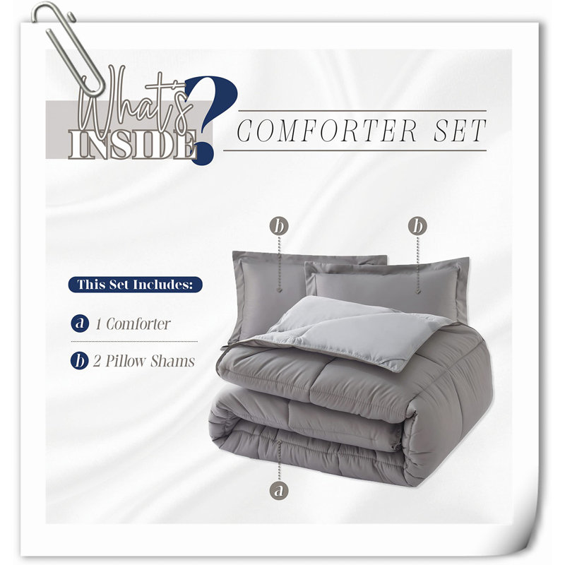 Ensemble de courtepointe en microfibre / polyester Quilts, Gris, Courtepointe très grand + 2 taies décoratives
