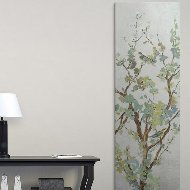Anjellica " Sage Branch II " by Asia Jensen, 36" H x 12" W x 1.5" D, Canvas