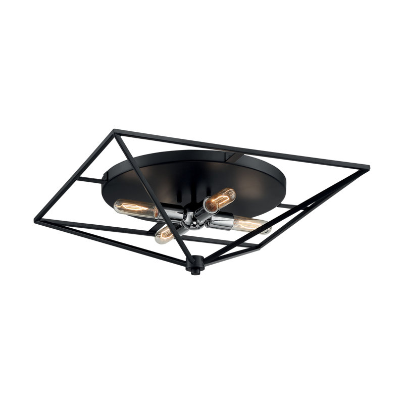 Plafonnier encastré géométrique à 4 lumières Palmerii, H 8 po x l 22 po x P 22 po