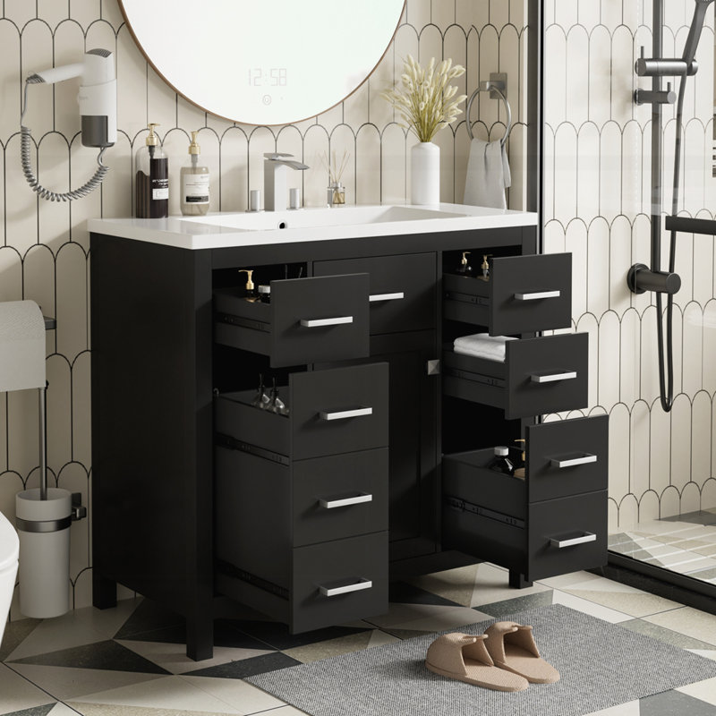 Meuble-lavabo moderne avec espace de rangement multifonctionnel