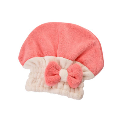Bath TowelsCoral Velvet Dry Hair Hat Two-tone Bow Princess Hat Thickened Absorbent Dry Hair Towel