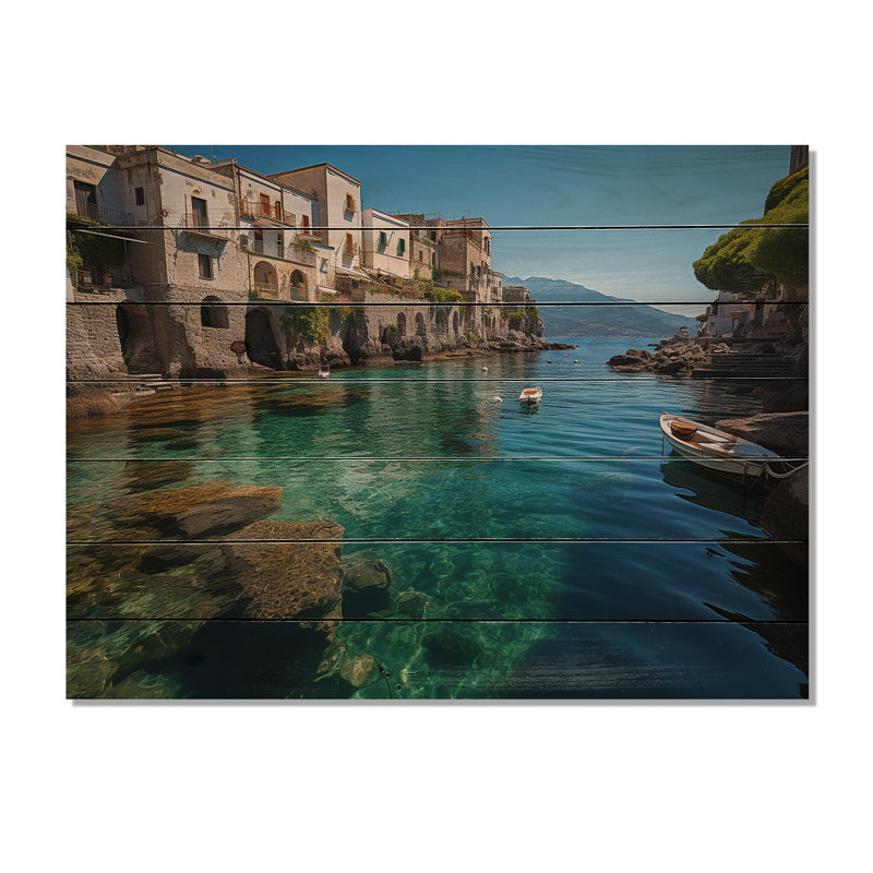 Italie, charmes de la côte d'Amalfi sur bois, H 10 po x l 20 po x P 0,78 po