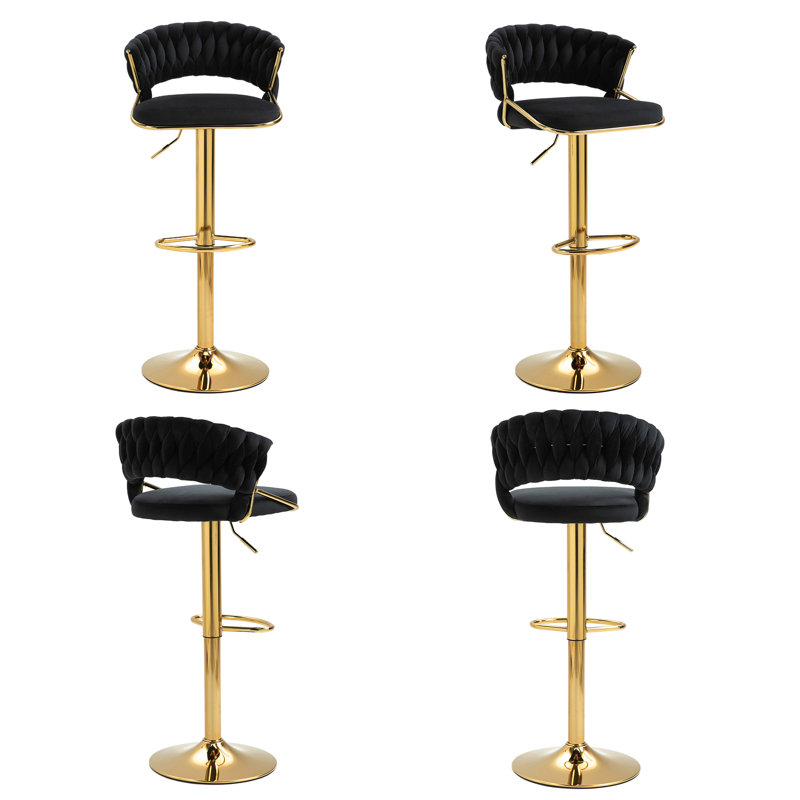 Tabouret de bar Christal, Noir, Doré