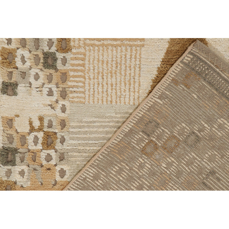 Scandinavian Hand Knotted Wool Geometric Area Rug, Rectangle 5' x 7'
