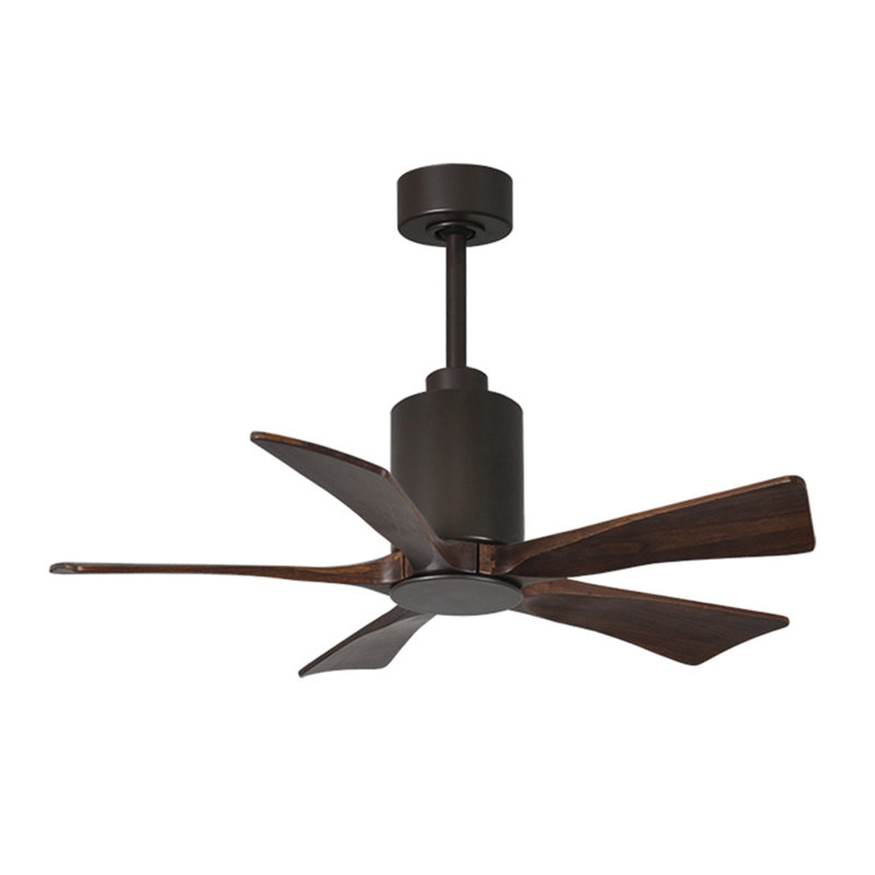 Patricia LED Downrod Ceiling Fan, Textured Bronze, Walnut Tone