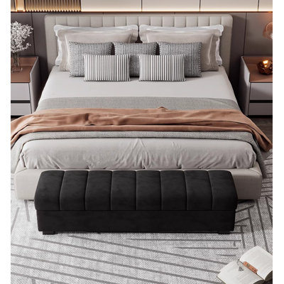 Luxury Fabric Piano Key Storage Bed Tail Bench