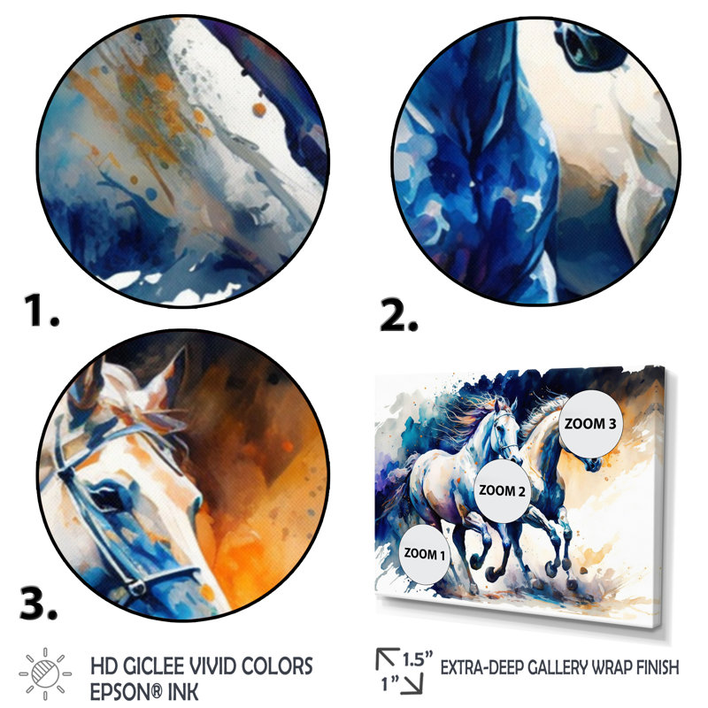 «Herd of Horses Courir V», reproduction sur toile, H 30 po x l 40 po x P 1,5 po, Toile tendue
