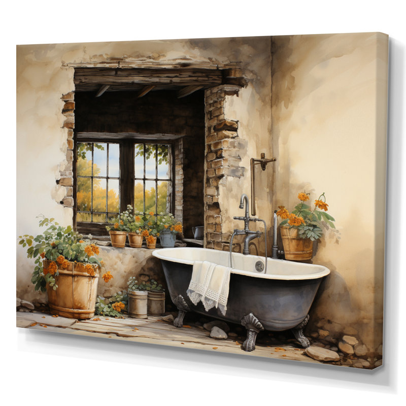 «Laundry Rustic Vibe I» - Art encadré, H 16 po x l 32 po x P 1 po, Toile tendue