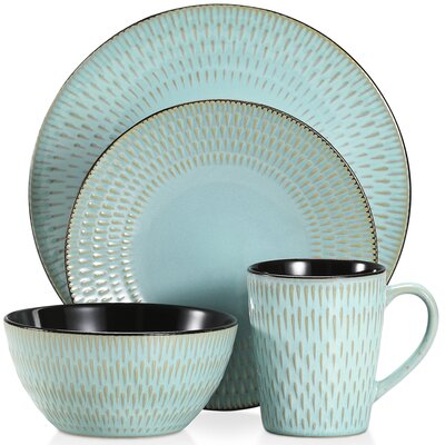 Pluvo 16 Piece Dinnerware Set, Service for 4 -  Vancasso, VC-PLUVO-G-SL