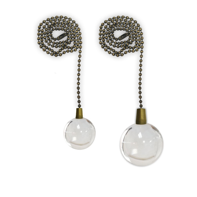 Crystal Ball Ceiling Fan Pull Chains, Antique Brass