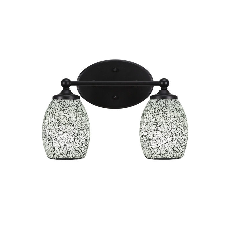 Barre d'éclairage de salle de bain Capri avec verre fusion noir de 5 po, Noir mat, 2
