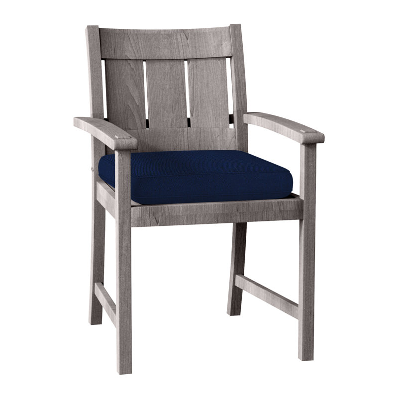 Chaise avec accoudoirs Croquet en teck - Huître, Welt, Velours indigo, Teck huître