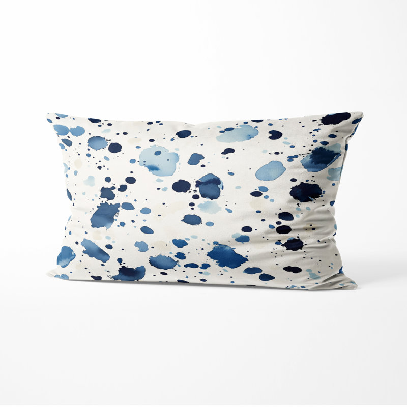 Coussin décoratif abstrait - Coussin bleu et crème, H 12 po x l 20 po