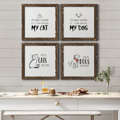 Bring My Cat - 4 Piece Picture Frame Textual Art Set on Canvas