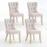 Upholstered Dining Chair With Button - Tufted Back & Wooden Legs(set Of 4)