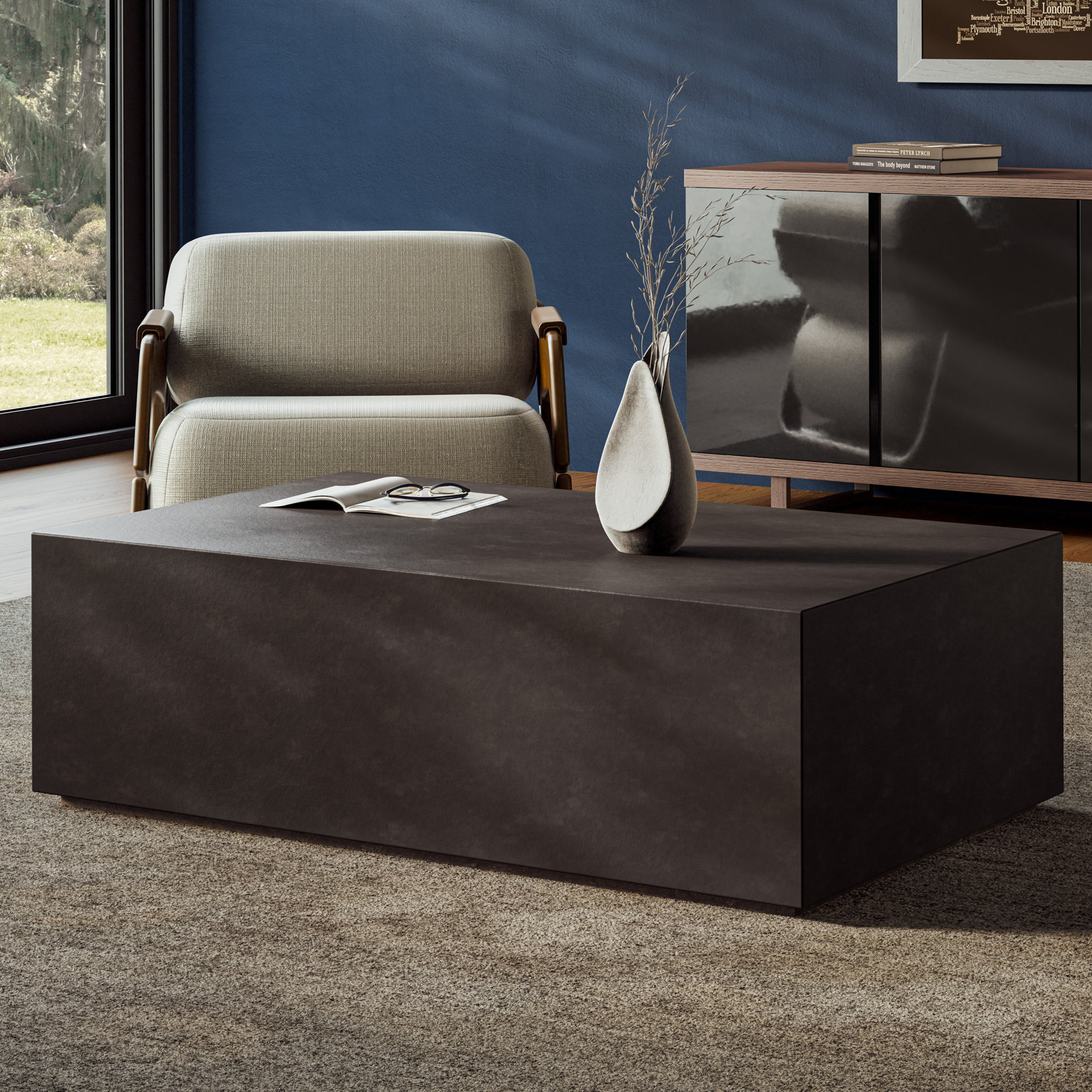 Block Coffee Table, Lava Brown