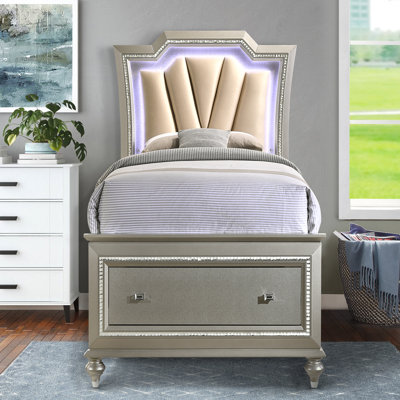 Coronet Champagne Storage Bed with LED Lighting