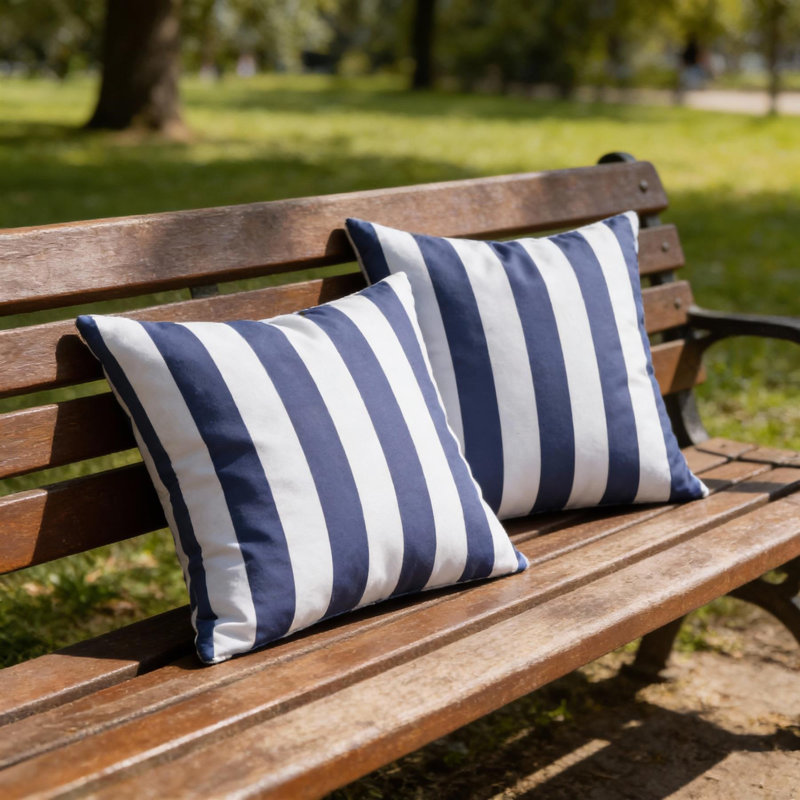 Indoor / Outdoor Square Cushion, Blue/White