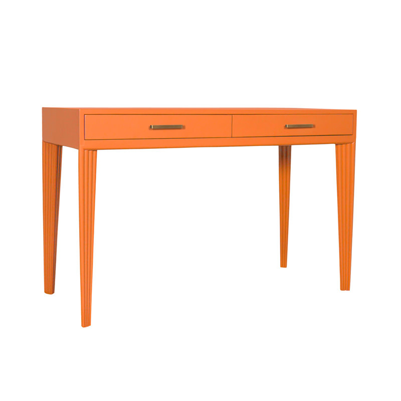 Barcelona Solid Wood Writing Desk, Citrus Orange