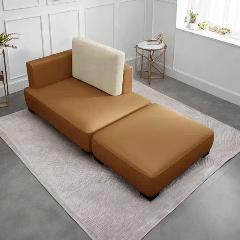 Méridiennes en similicuir avec repose-pieds, Orienté à gauche (vu de face), Brun