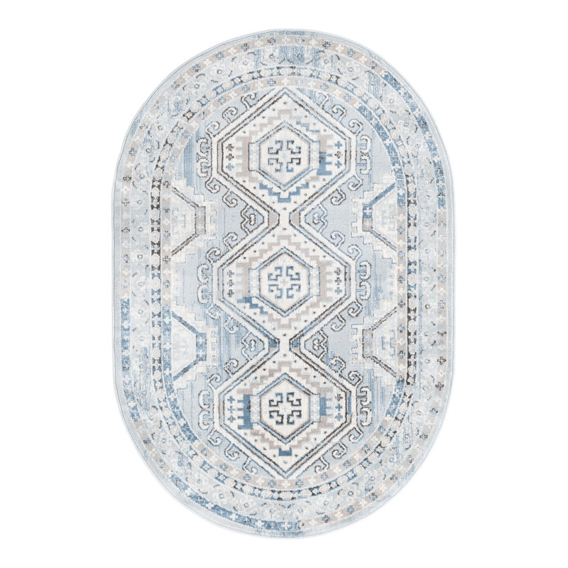 Oriental Area Rug, Oval 124.5cm x 185.4cm