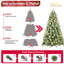 Arbre de Noël avec lumières DEL blanc chaud - pointes en PVC et aiguilles dures, pommes de pin, conception à branches articulées, support en métal robuste - arbre de Noël réaliste-1458775637
