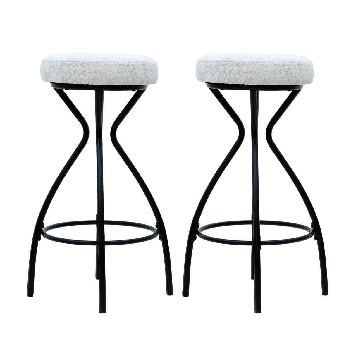 Latitude Run® 29'' Floral Print Of 2 Upholstered Backless Round Bar ...