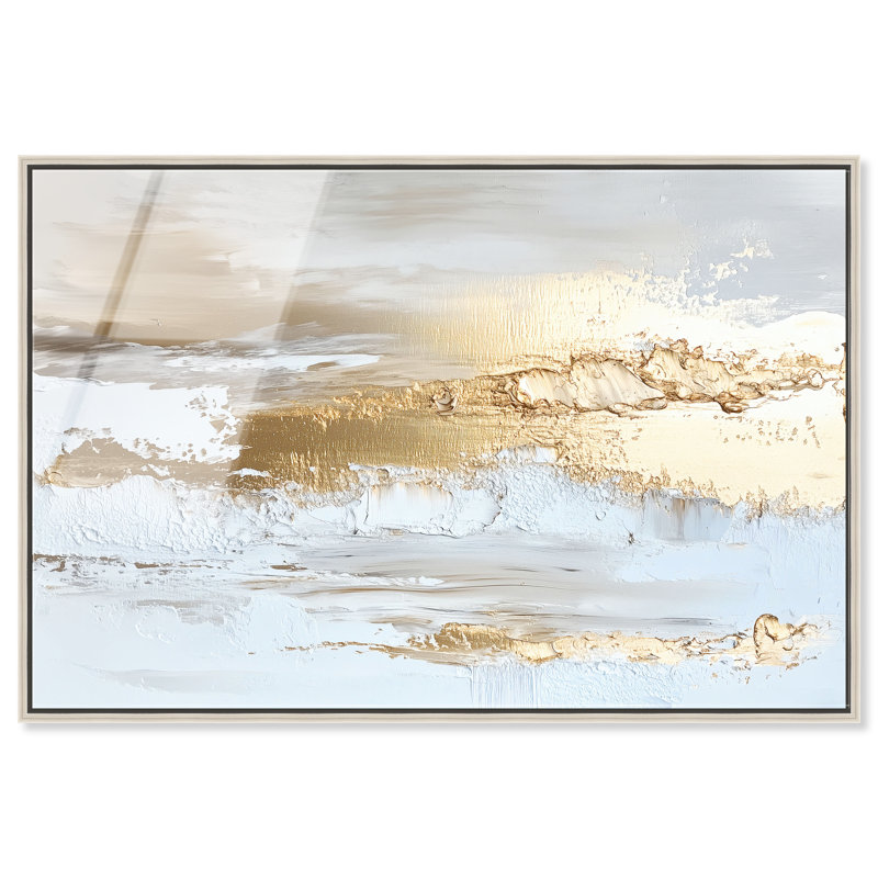 «Gold Layers I», reproduction d'art sur toile encadrée par Art Remedy, cadre blanc, 36 x 24, H 25 po x l 37 po