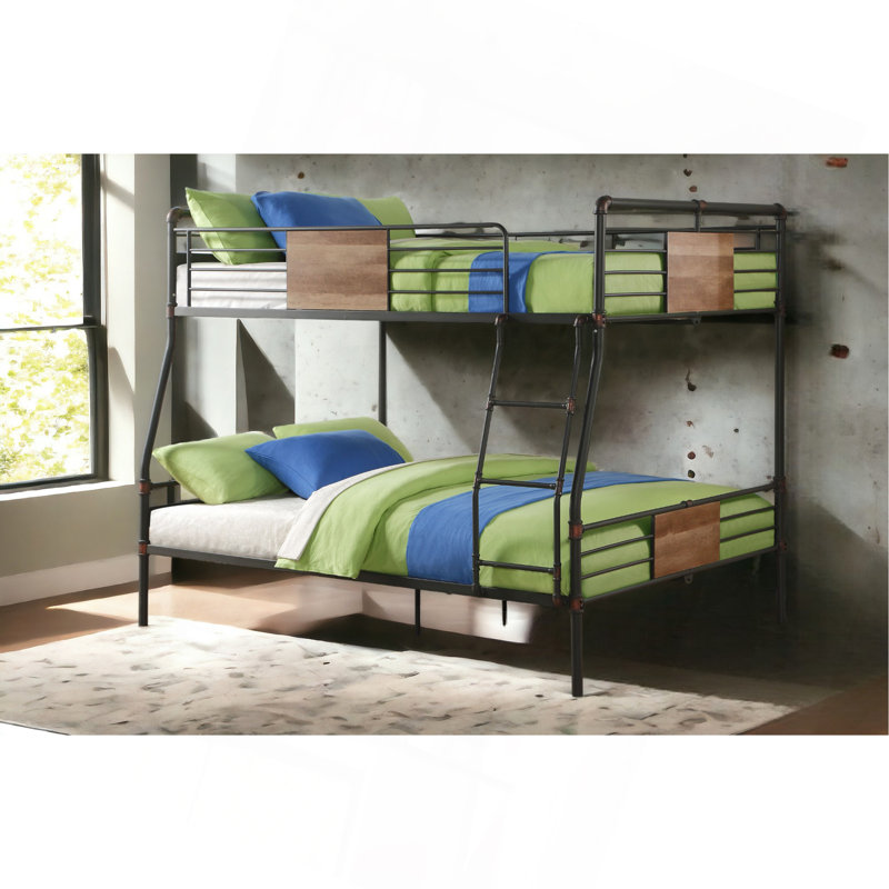Lit superposé double Brantley Sandy Black & Bronze foncé brossé à la main, Double TG sur grand