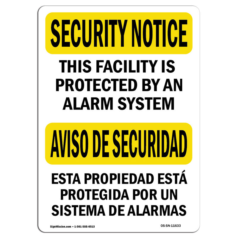 Security Notice Sign, 18" H x 12" W x 0.1" D