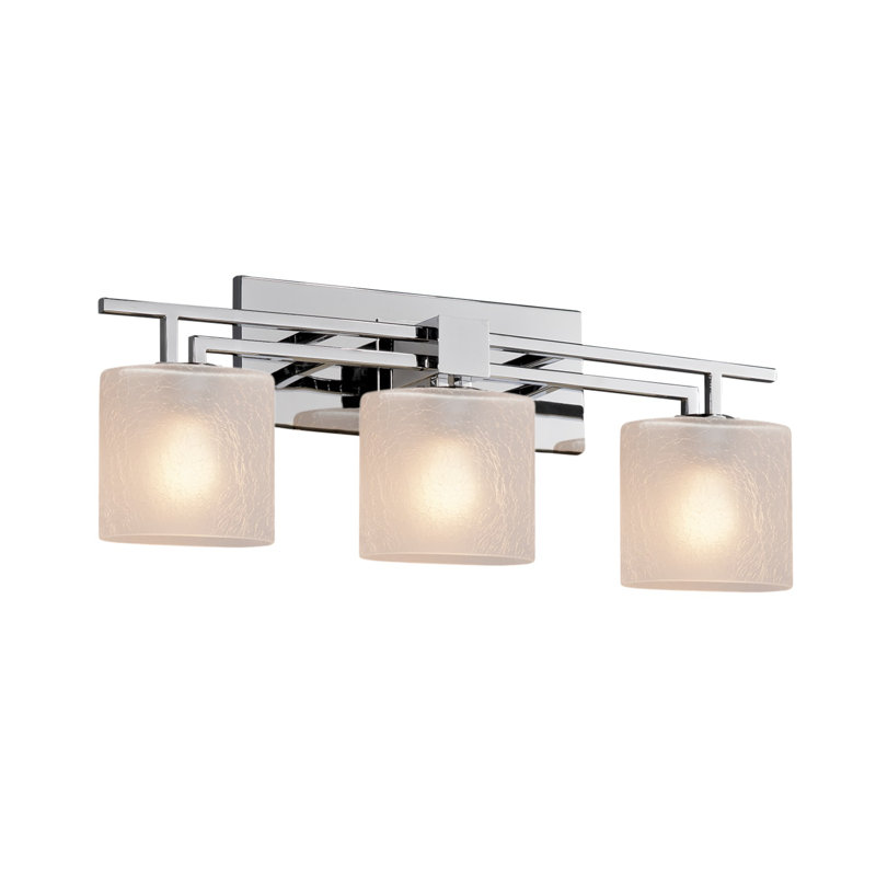 Kip 3 - Light Dimmable Vanity Light, Polished Chrome, Frosted Crackle