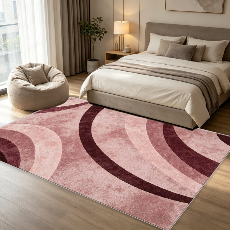 Pink Curve Minimal carpet-easy to clean, machine-washable, soft and comfortable; suitable for door mats, kitchens, living rooms, bedrooms, corridors, and laundry areas. Easy to clean, durable carpet for home decoration.