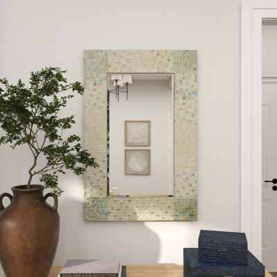 Miroir mural en nacre bleu
