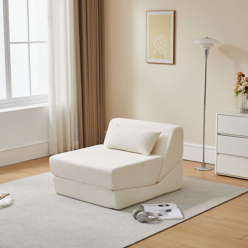 Canapé-lit convertible sans accoudoirs en osier de 31,5 po de largeur Boneless, Beige