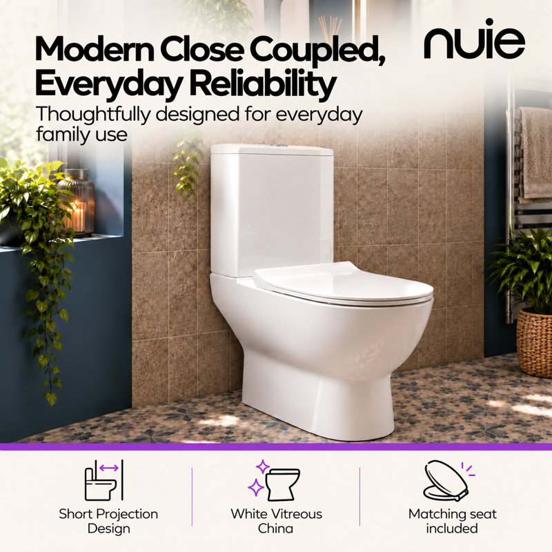 nuie Freya Close Coupled Toilet With Seat