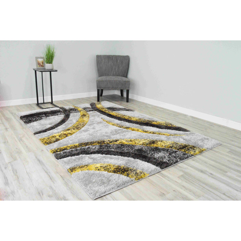 Tapis moderne à poil long à motif géométrique abstrait pour le salon et la chambre à coucher