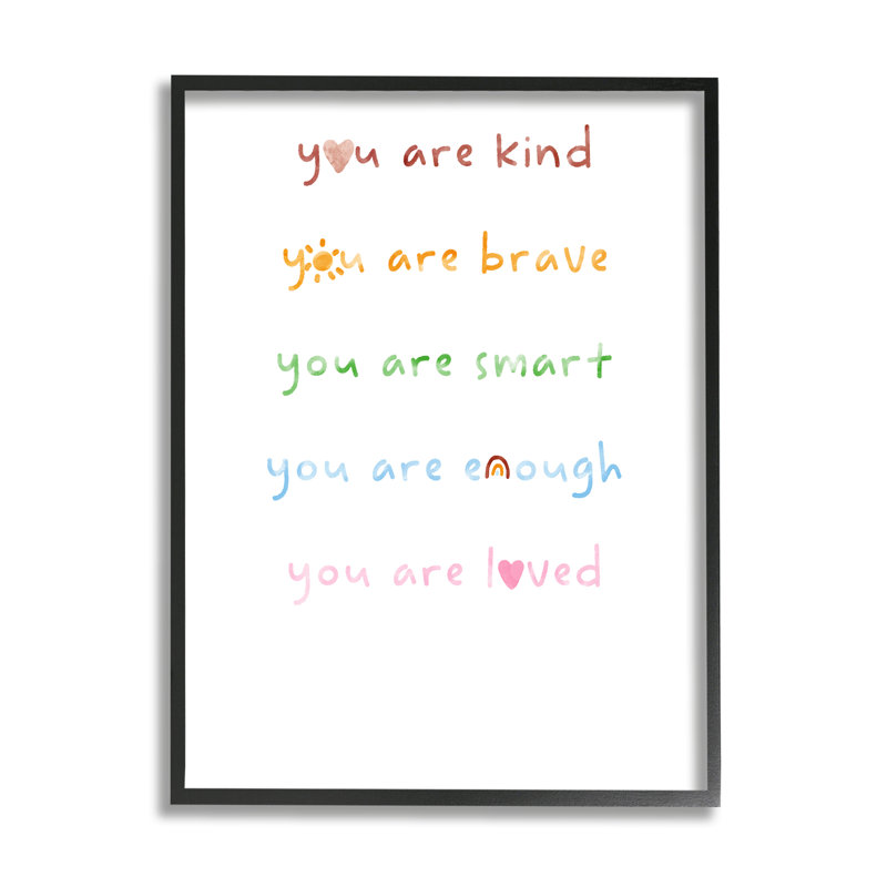 Affirmations de soi cmw-059, art mural personnalisé, H 14 po x l 11 po, Giclée encadrée noir minuit, Oui